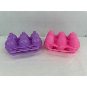 Vintage Jell-O Jiggler Egg Molds Set of 2 Pink and Purple Plastic 6 Cavity Trays